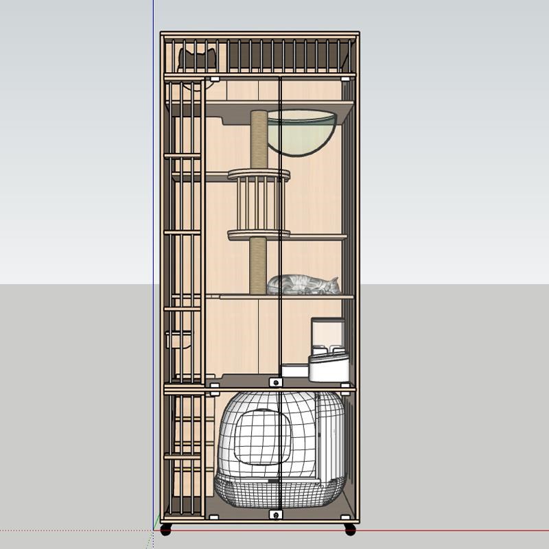 实木家用角落内嵌猫柜设计嵌入式阳台猫别墅定制尺寸Y异形猫窝猫