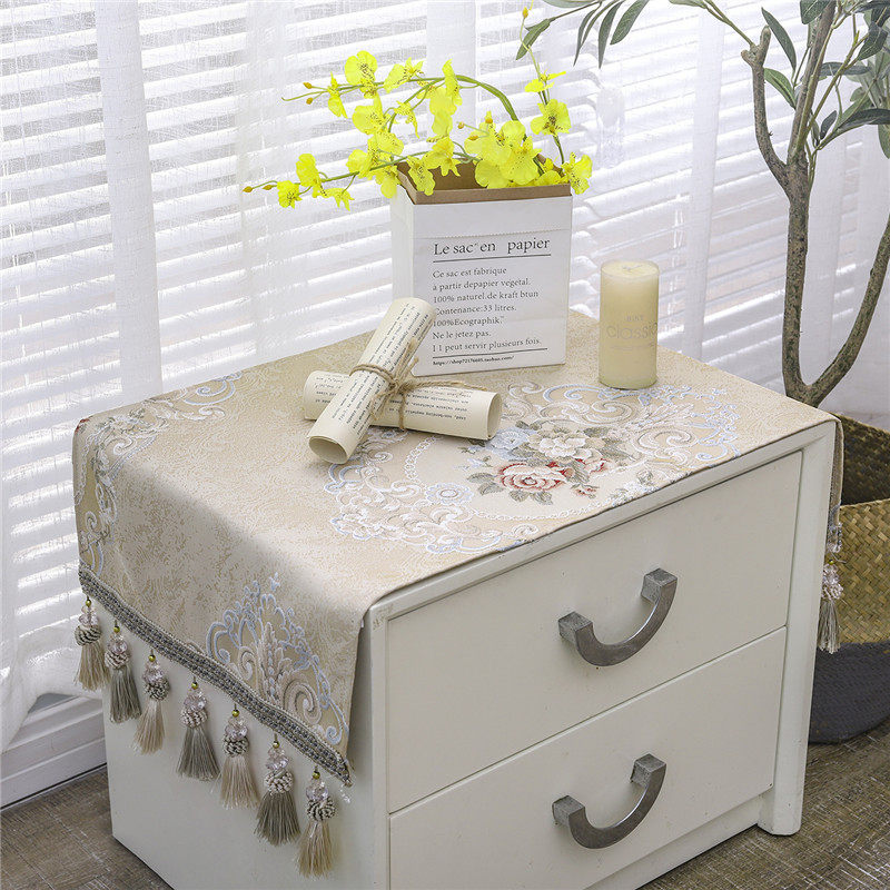 欧式床头柜盖f布防尘布艺垫子流苏款长方形小O桌布梳妆台布套罩方,居家布艺,床头柜盖布,淘宝优惠券,粉丝福利购,淘宝优惠卷
