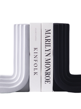 北欧家居饰品摆件样o板房装饰建筑书挡摆设书房书柜书桌面白色书