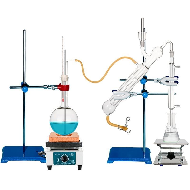 500/1000实验室全玻璃v蒸馏器常压蒸馏装置纯露提纯精油提炼