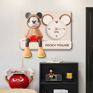 米奇餐厅电表箱装 配电箱遮挡壁画总开关挂画 饰画带钟表2y025新款