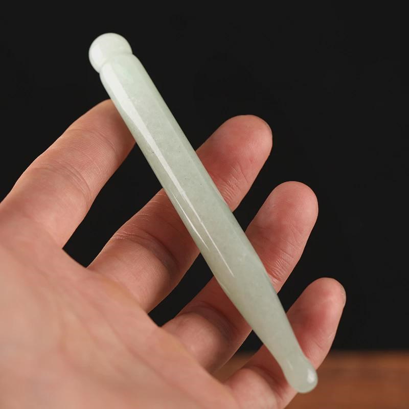 东陵玉石拨筋棒眼部按o摩点穴笔面部刮痧板水晶玉石棒美容刮板脸