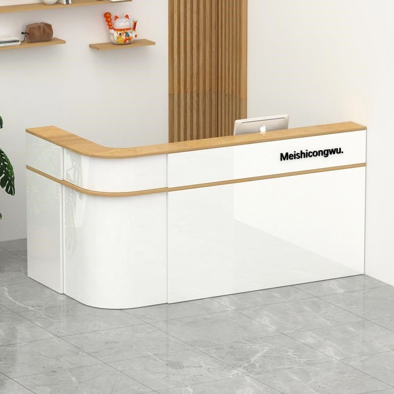 吧台收小银台店铺型台前装接待柜C台简约服店美容1院弧形转角迎宾