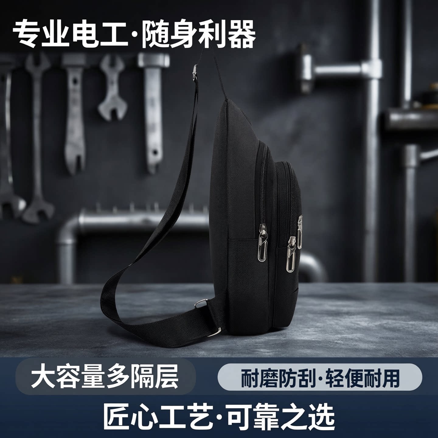 工具包男人容量做生意电工斜挎包斜黑色单肩帆布包男老式背包胸包