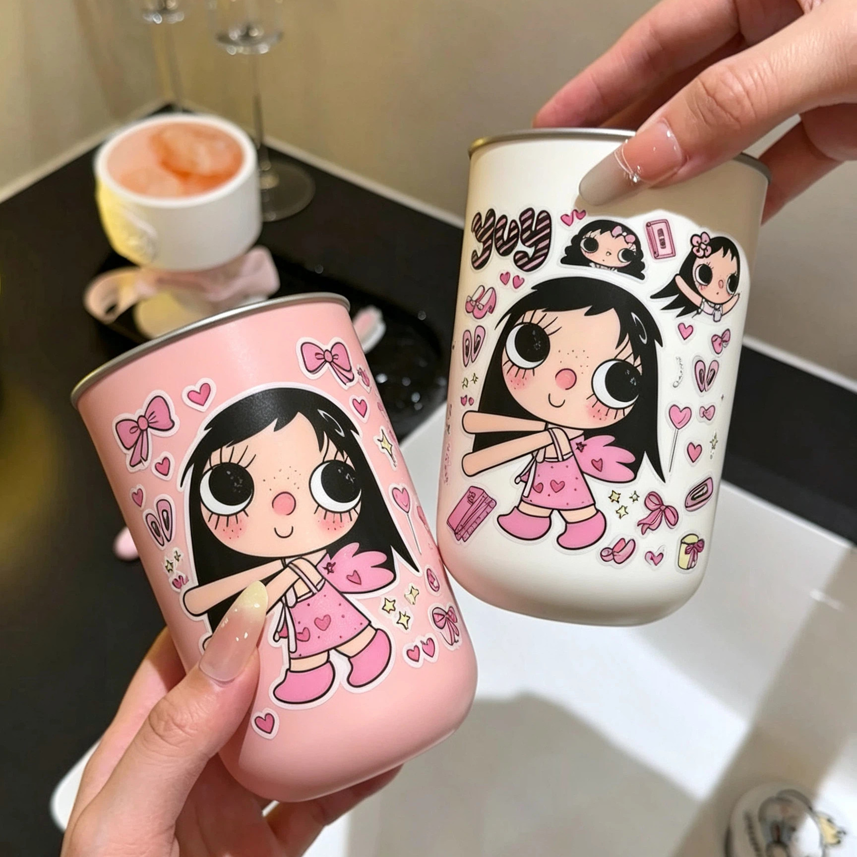 小玉漱口杯刷牙杯不锈钢洗漱杯子家用可爱高颜化妆室值情侣牙缸