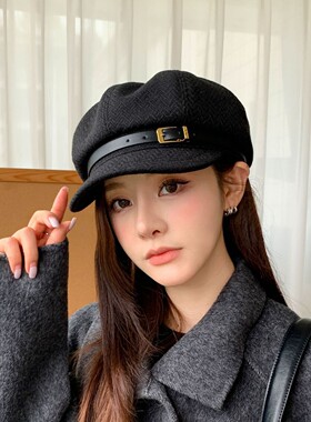 气质复古新款贝雷帽女韩系网红风秋冬季甜美百搭时尚八角帽显脸小