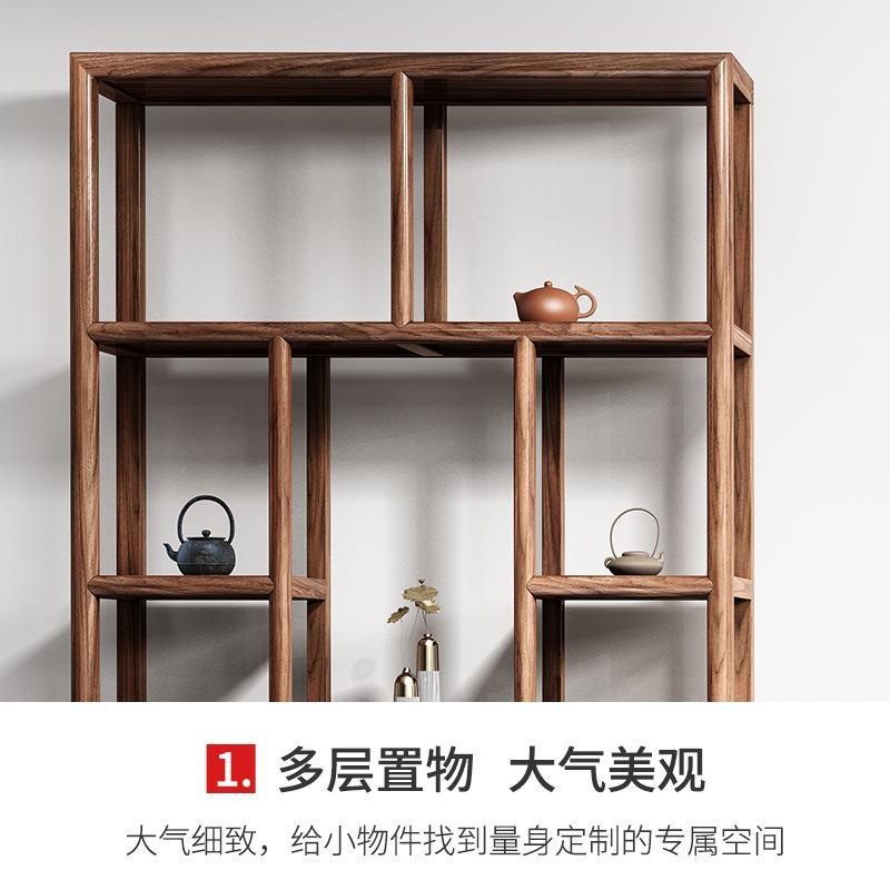 新中式茶室多宝阁展示架茶柜子古董架办公室书架置物架实木博古架