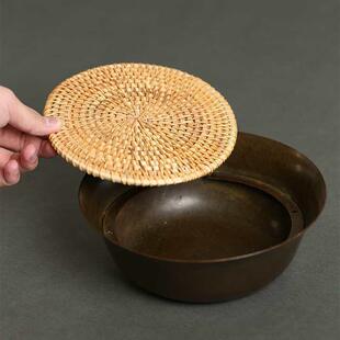 藤编壶垫铜壶承紫砂壶托茶承储水式干泡台小茶台养壶底座茶具