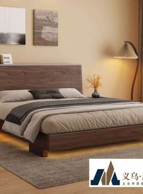 榫卯结构全实木床榻榻米床架1米5单人床180x200带床垫齐边储物床