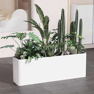 户外铁艺花箱花盆长方形弧角室内奶茶店休闲餐厅组合隔断花坛槽