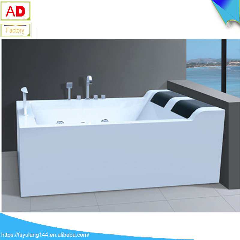 供应亚克力双人按摩浴缸 带靠枕冲浪双裙边豪华spa bathtub LOGO