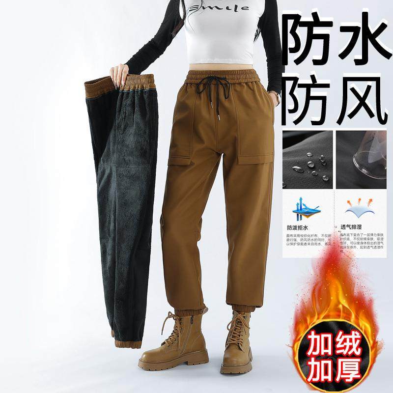 冲锋裤女加绒加厚防寒保暖登山防水防风软壳东北地区冬季滑雪户外