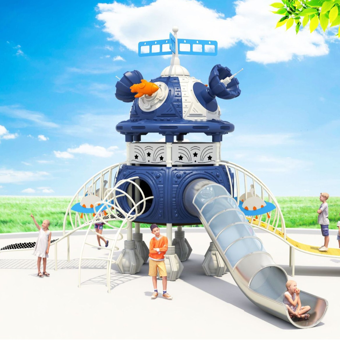 大型户外太空系列幼儿园滑梯