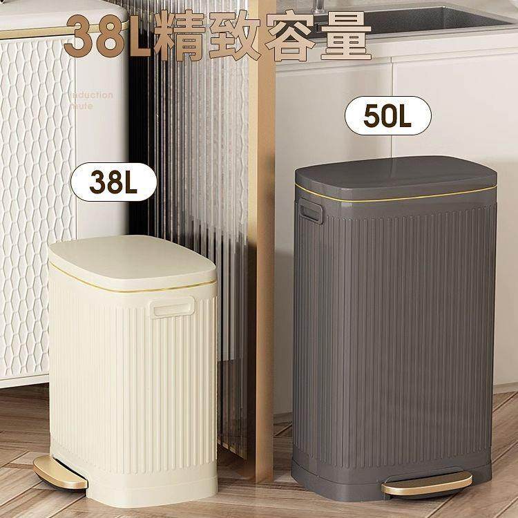 厨房垃圾桶商用客厅办公室大容量不锈钢脚踏式带盖高款高颜值