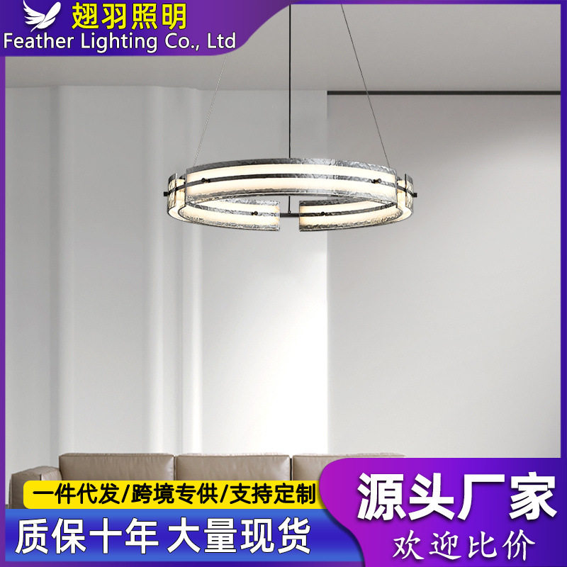 意式极简高端设计感客厅吊灯餐厅圆环LED北欧轻奢卧室主灯全铜灯