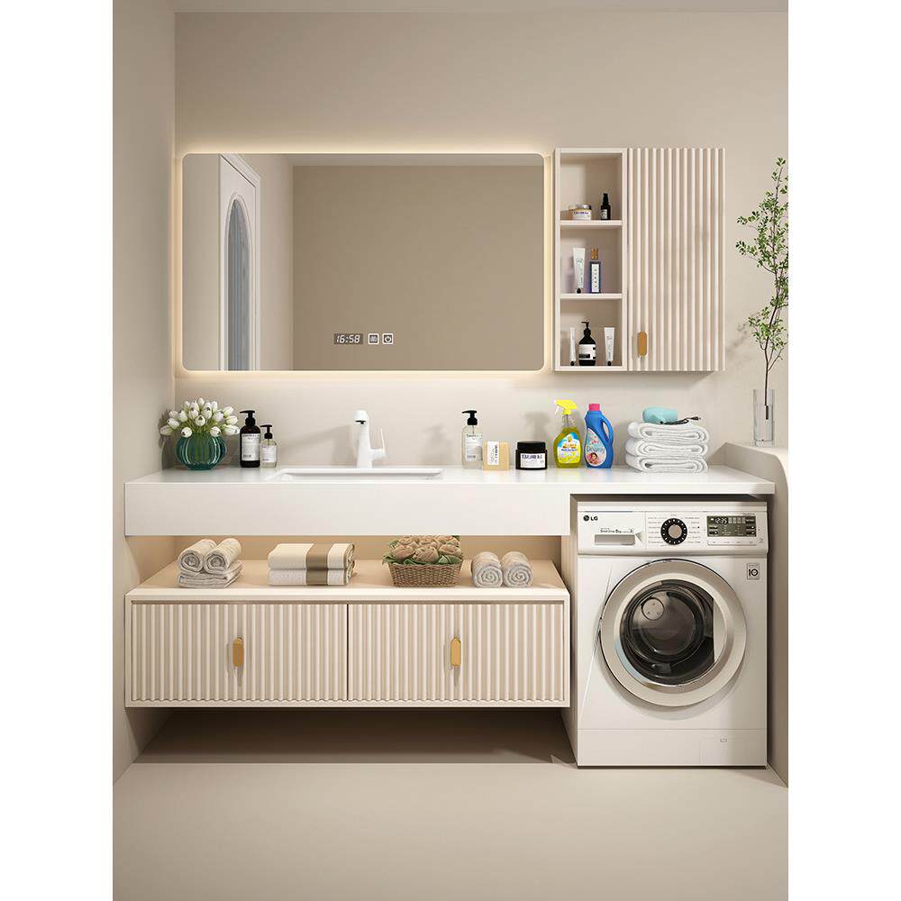 TXHR岩板阳台洗衣机一体柜组合现代可丽耐一体盆卫生间洗漱台洗脸