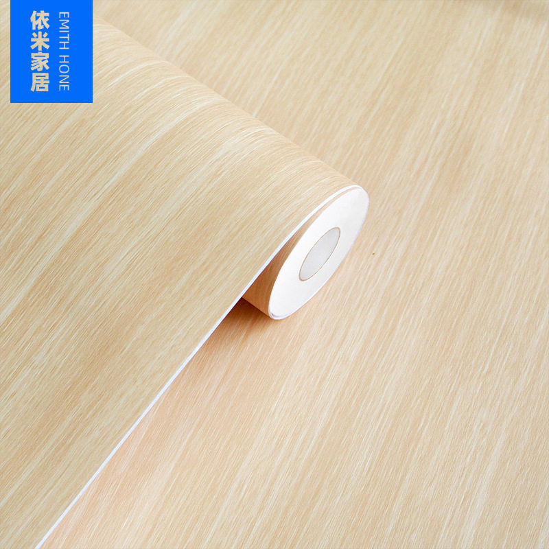 韩版PVC木纹贴纸自粘墙纸壁纸展柜家具翻新加厚带导气槽贴膜30米