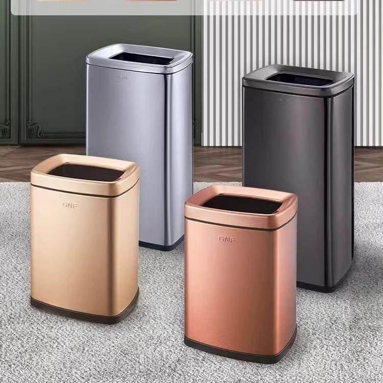 GNF不锈钢方形垃圾桶无盖双层30L大号家庭用厨房卧室办公室收纳桶