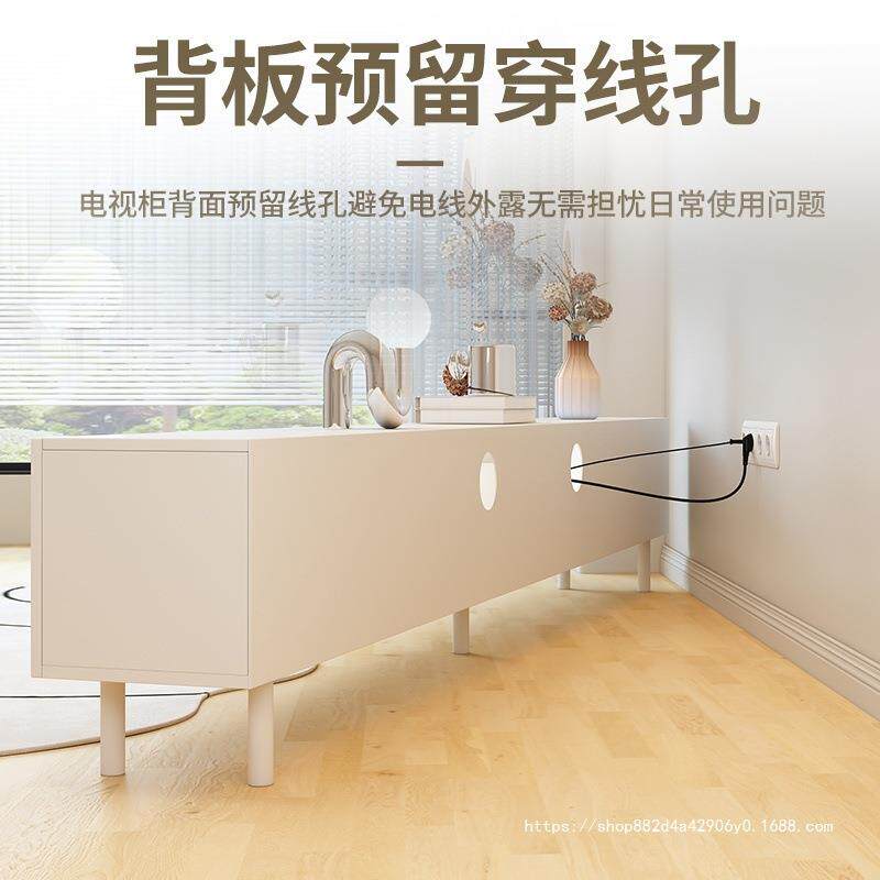 奶油风电视柜茶几一体组合简约现代法式小户型实木白色电视柜客厅