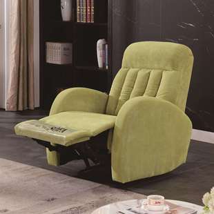 广东多功能电动伸展沙发绿色麻绒单人休闲沙发椅公寓懒人午休躺椅