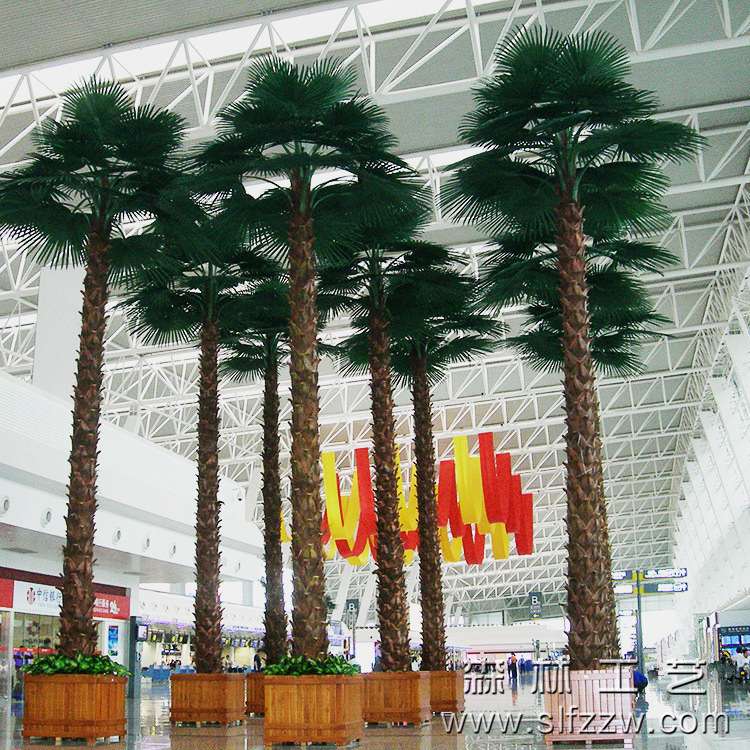 户外假树仿真棕榈树 室内落地人字皮扇葵树大型玻璃钢材质老人葵