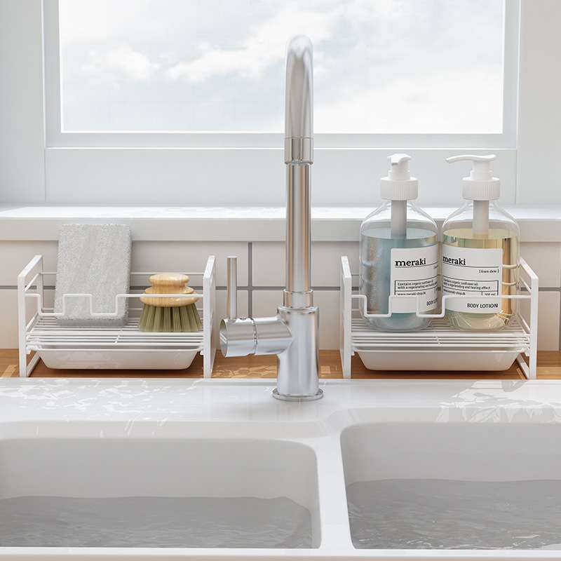 PK7J桌面海绵沥水收纳架水池置物架厨房水槽台面清洁抹布架子简约