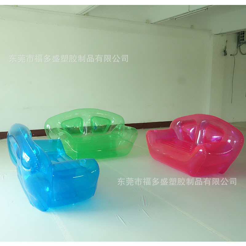 工厂现货家居用品单人植绒沙发透明双人沙发充气靠背