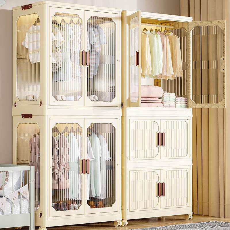 儿童衣柜收纳箱免安装万向轮衣服收纳柜卧室衣橱家用可折叠储物柜