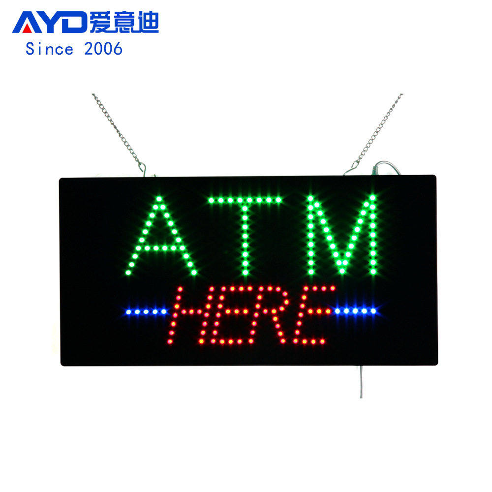 LED广告牌发光字招牌ATM银行标识灯箱LEDATMHERESIGN24x48cm