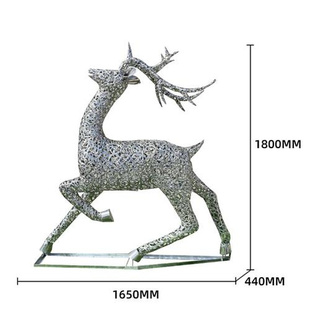草坪户外不锈钢字母鹿雕塑摆件庭院小区镂空动物艺术品生产