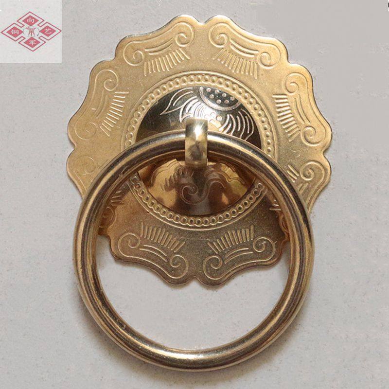 纯铜古典家具铜拉手把手门环古建大门柜门单孔黄铜拉环圆环铜配件