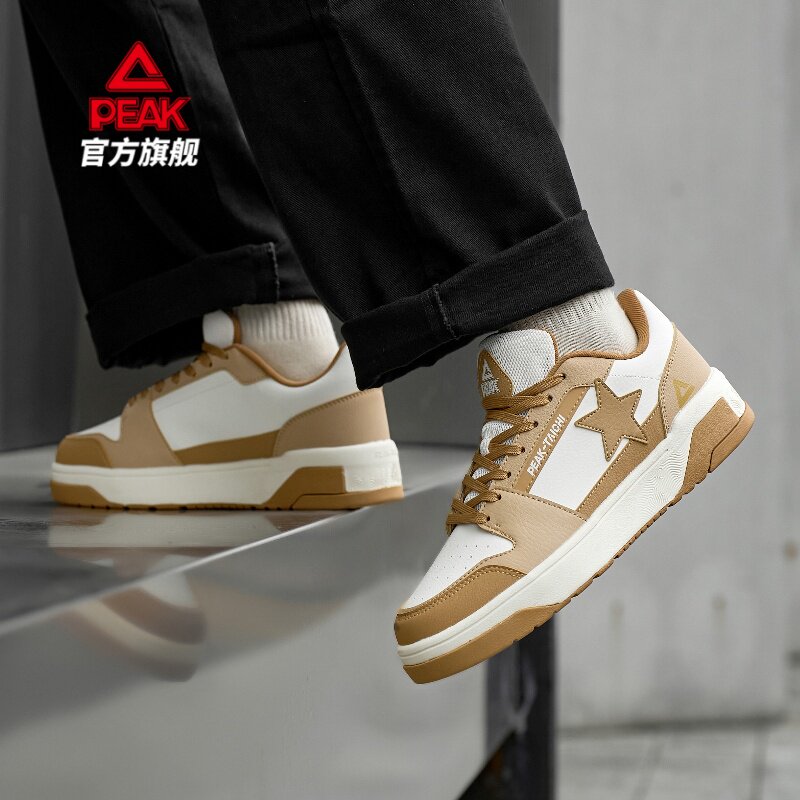 匹克态极星星低帮板鞋男冬季新款皮面防水休闲鞋男士软底运动鞋子