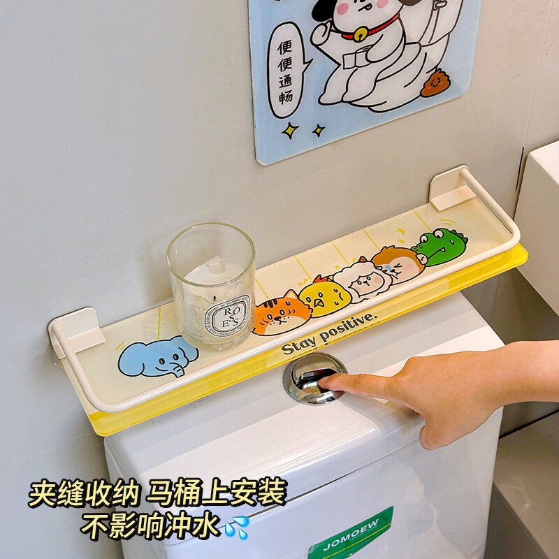 卫生间置物架壁挂式免打孔化妆室浴室马桶空隙遮挡收纳层架亚克力