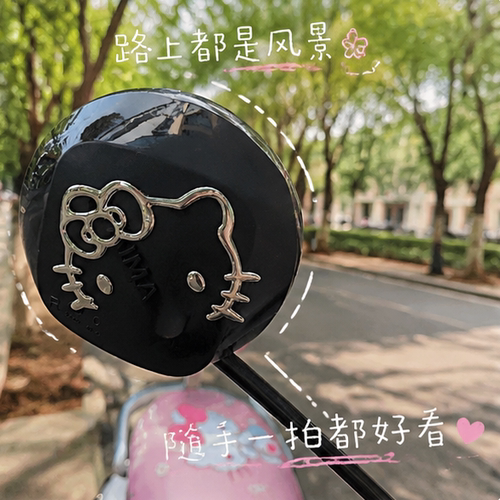 哈喽kk猫咪电动车装饰银色贴纸笔记本汽车后视镜贴3d立体贴创意