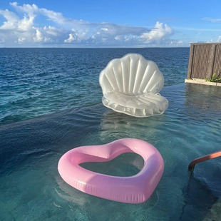 游泳圈大人ins透明亮片爱心成人救生圈水上充气儿童泳圈加厚坐圈