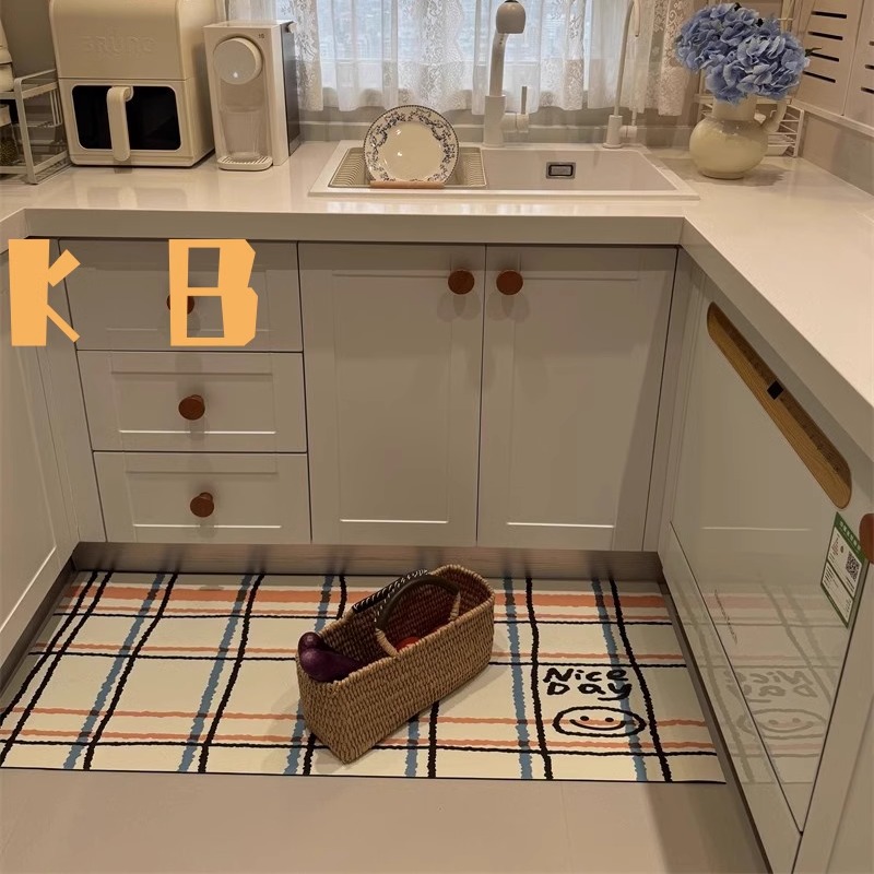 莫兰迪配色厨房地垫硅藻泥防油