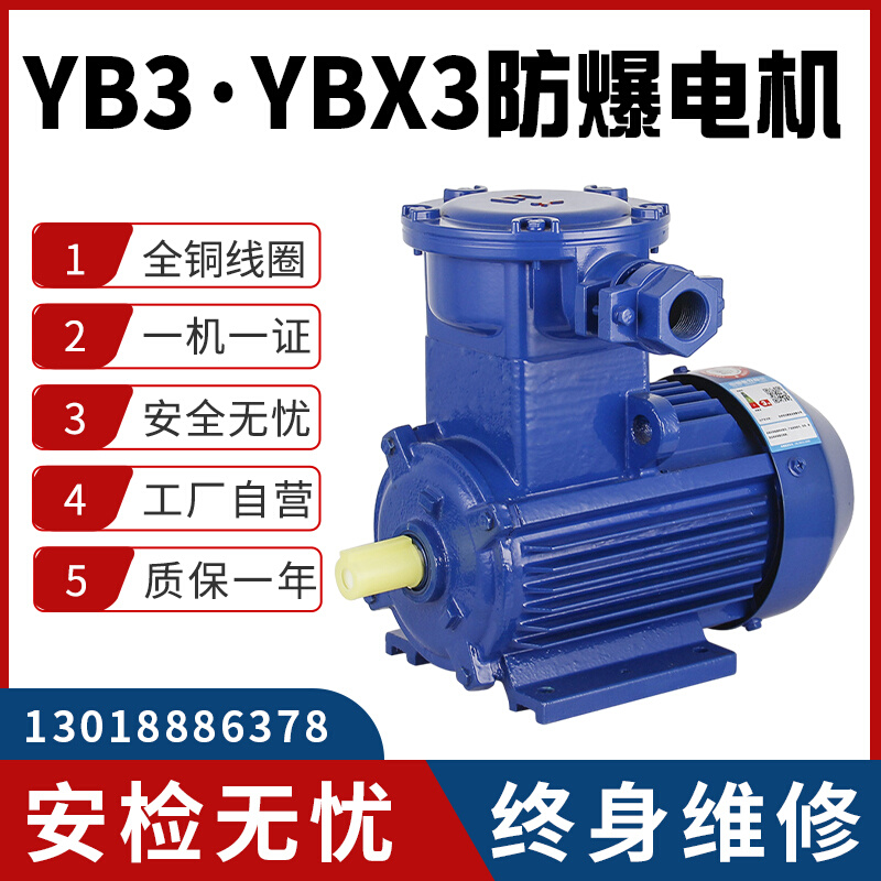 YB3/YBX3防爆电动机0.75/1.5/2.2/3/4/5.5/7.5KW隔爆三相380V全铜