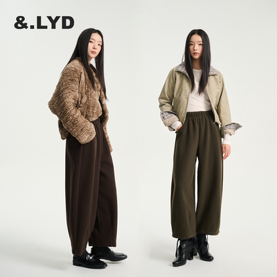 秋冬加厚羊毛宽松九分裤