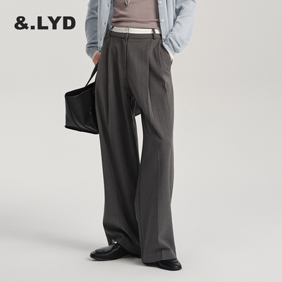 LYD高腰双层腰头宽松直筒西装裤