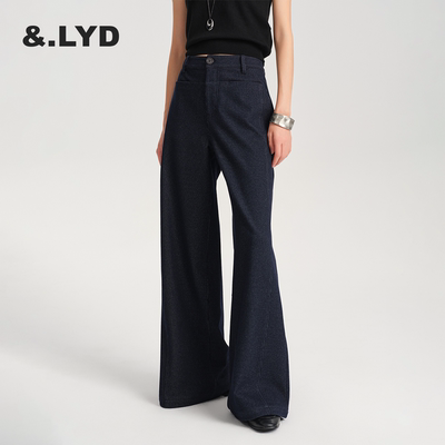 LYD秋冬复古拖地宽松针织休闲裤