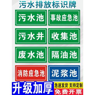 污水废气排放口标识牌废气检测口采样口消防事故应急池污水池标示污水井池化粪池蓄水池雨水收集池提示警示牌