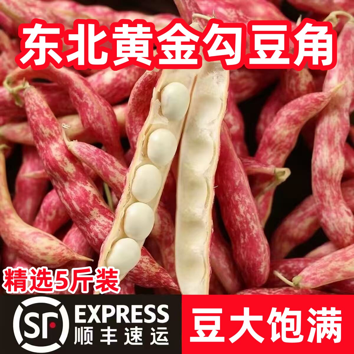 顺丰东北油豆角新鲜正宗黄金钩勾豆角一点红八月忙开锅烂蔬菜现摘图片