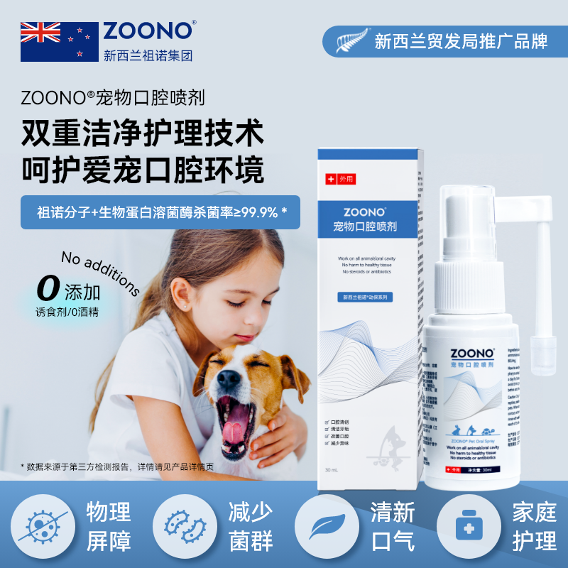 ZOONO祖诺宠物口腔喷剂猫咪狗狗牙齿除臭日常护理清新口气护齿液