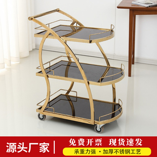 北欧式 酒水车商用移动餐车三层酒店服务车手推车豪华茶水车蛋糕车