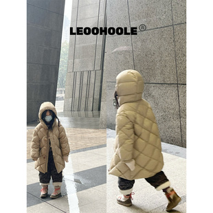 哦哦乐 LEOOHOOLE 90新国标大绒朵白鸭绒牛角扣长款 羽绒服 亲子