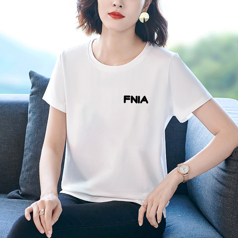植白菲乐正品纯棉短袖t恤女2025新款夏季白色体恤上衣
