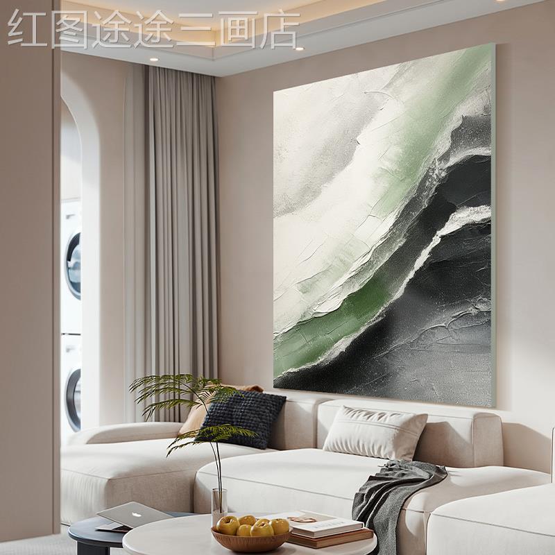 网红纯手绘油画《流》高级感寂风玄关走廊芳挂画客抽厅象侘装饰画图片