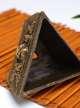 尼泊尔黄铜精f工金刚撅底座三面普巴金刚杵金刚橛大底座格桑花浮