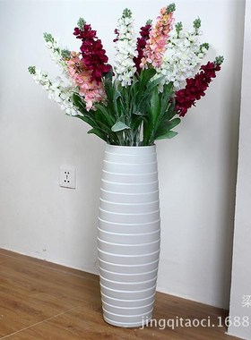 Atpeunf 景德镇现代陶瓷落地大花瓶花插 珍珠白花瓶 小额