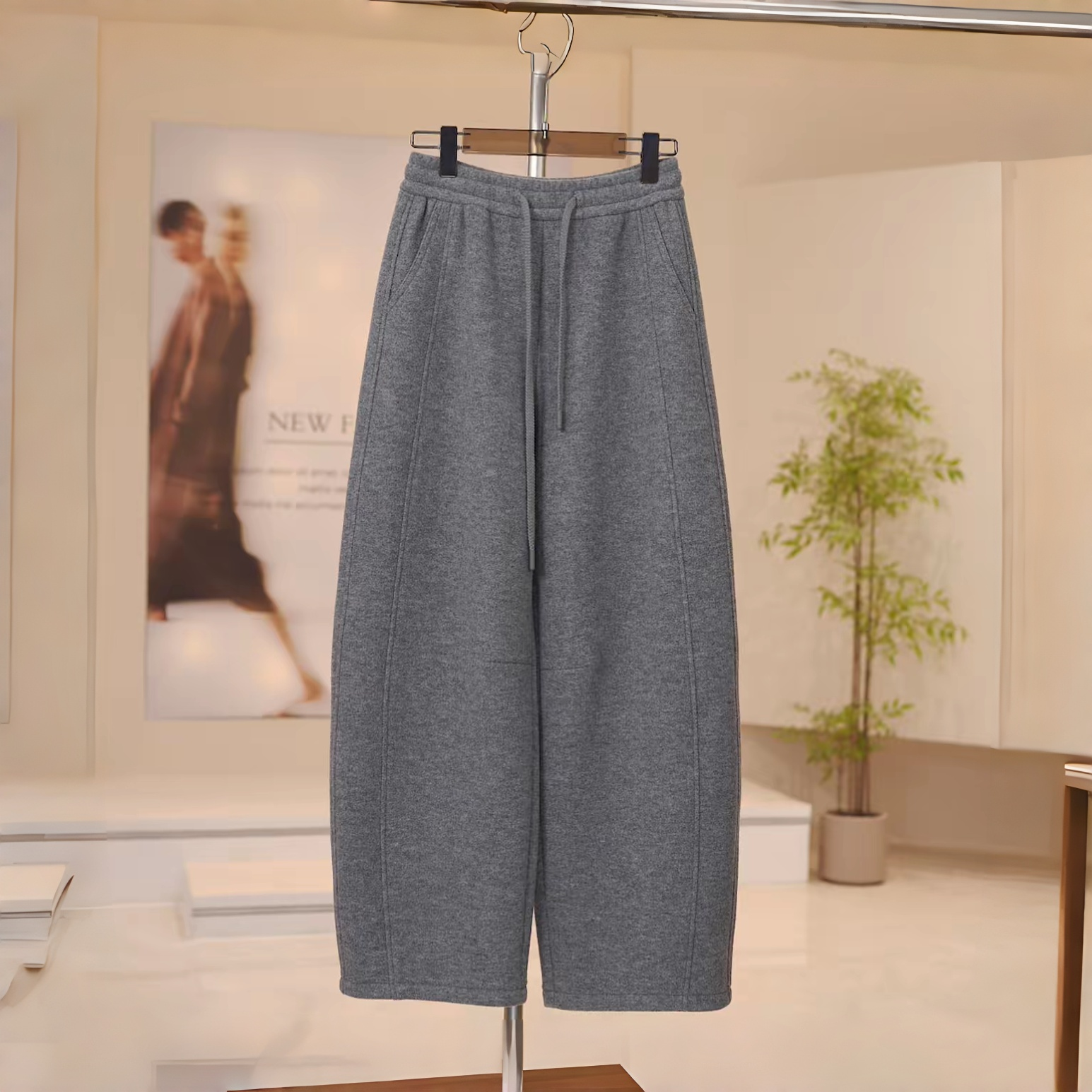 【专柜轻奢】羊驼绒加厚加绒羊 绒舒适显瘦百搭窄版香蕉裤2596